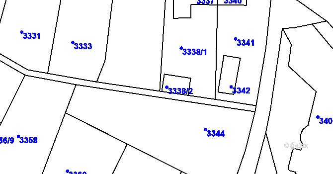 Parcela st. 3338/2 v KÚ Kuřim, Katastrální mapa