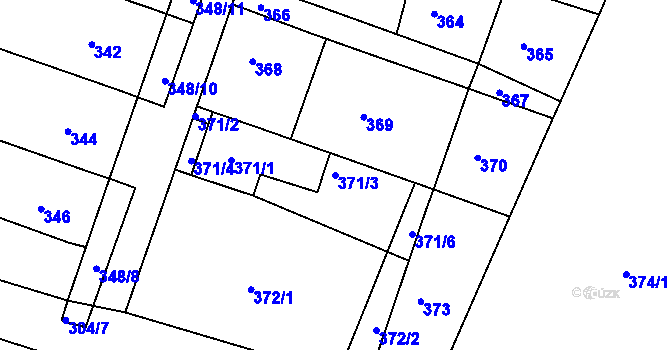 Parcela st. 371/3 v KÚ Kuřim, Katastrální mapa