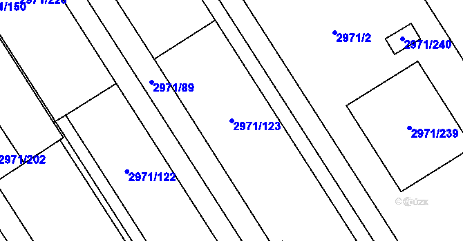Parcela st. 2971/123 v KÚ Kuřim, Katastrální mapa
