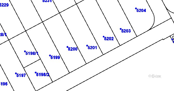 Parcela st. 5201 v KÚ Kuřim, Katastrální mapa