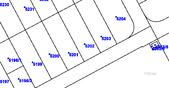 Parcela st. 5202 v KÚ Kuřim, Katastrální mapa
