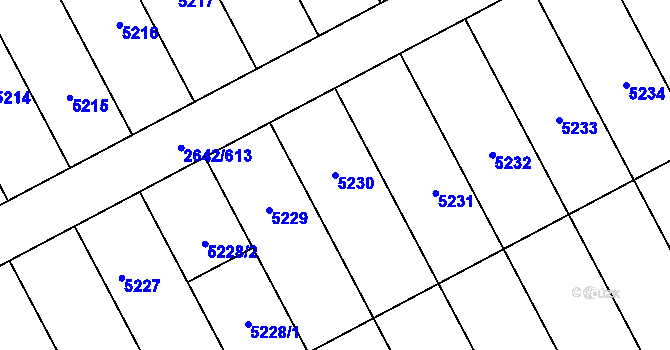 Parcela st. 5230 v KÚ Kuřim, Katastrální mapa