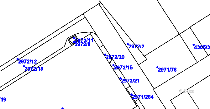 Parcela st. 2972/20 v KÚ Kuřim, Katastrální mapa