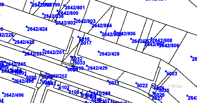 Parcela st. 2642/428 v KÚ Kuřim, Katastrální mapa