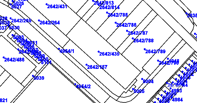 Parcela st. 2642/435 v KÚ Kuřim, Katastrální mapa