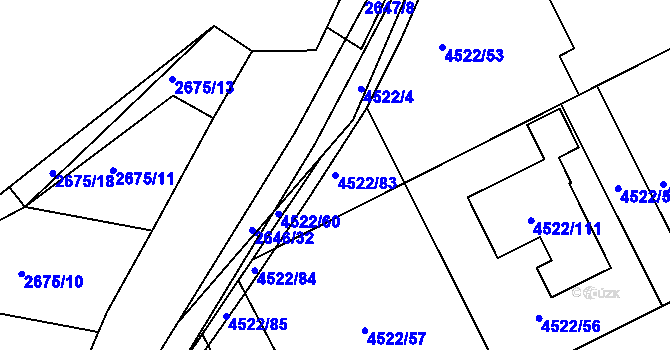 Parcela st. 4522/83 v KÚ Kuřim, Katastrální mapa