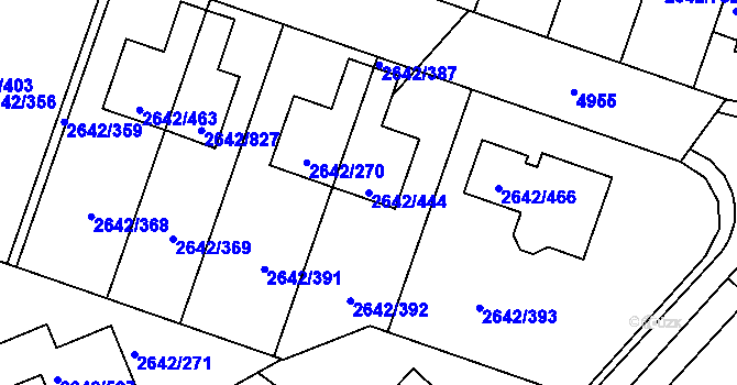 Parcela st. 2642/444 v KÚ Kuřim, Katastrální mapa