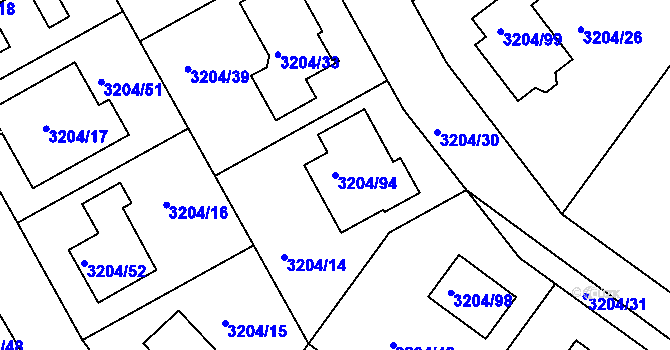 Parcela st. 3204/94 v KÚ Kuřim, Katastrální mapa