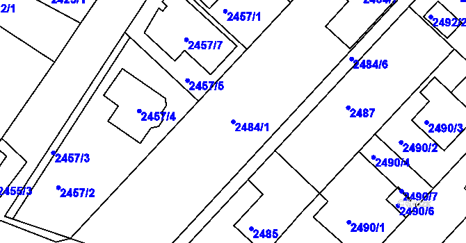 Parcela st. 2484/1 v KÚ Kuřim, Katastrální mapa