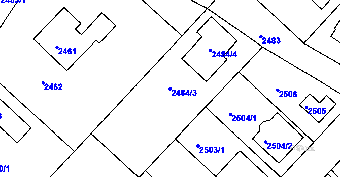 Parcela st. 2484/3 v KÚ Kuřim, Katastrální mapa