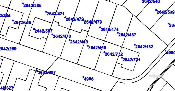 Parcela st. 2642/468 v KÚ Kuřim, Katastrální mapa