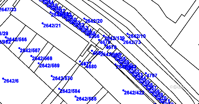 Parcela st. 2642/512 v KÚ Kuřim, Katastrální mapa