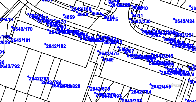 Parcela st. 2642/476 v KÚ Kuřim, Katastrální mapa