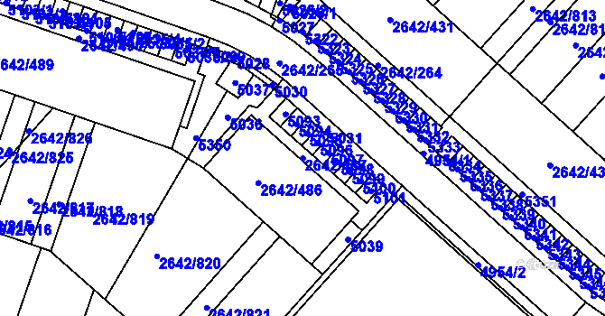 Parcela st. 2642/487 v KÚ Kuřim, Katastrální mapa