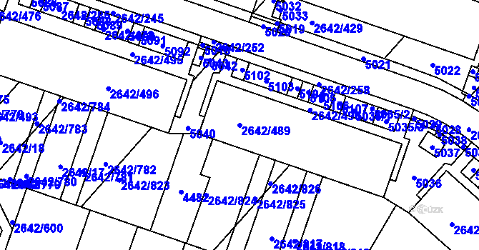 Parcela st. 2642/489 v KÚ Kuřim, Katastrální mapa