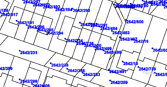 Parcela st. 2642/500 v KÚ Kuřim, Katastrální mapa