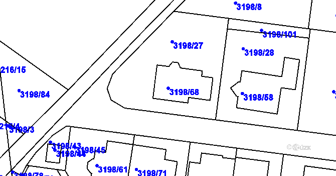 Parcela st. 3198/68 v KÚ Kuřim, Katastrální mapa