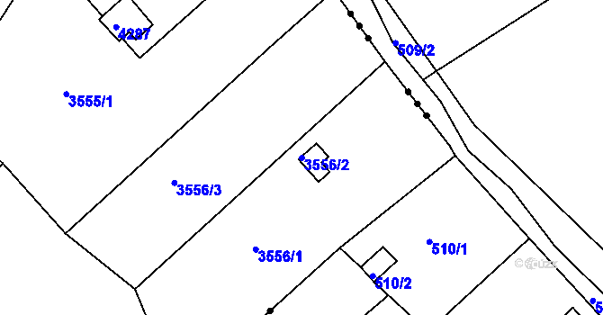 Parcela st. 3556/2 v KÚ Kuřim, Katastrální mapa