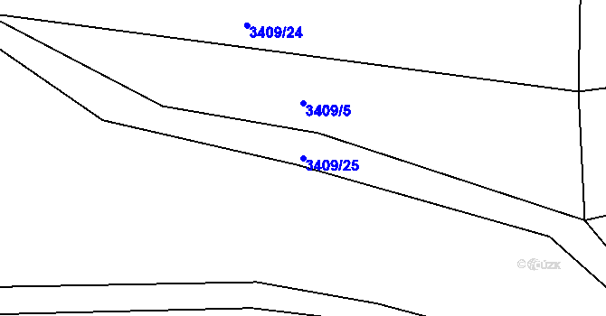 Parcela st. 3409/25 v KÚ Kuřim, Katastrální mapa