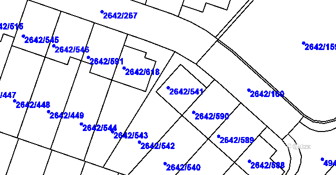 Parcela st. 2642/541 v KÚ Kuřim, Katastrální mapa