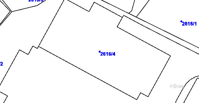 Parcela st. 2616/4 v KÚ Kuřim, Katastrální mapa