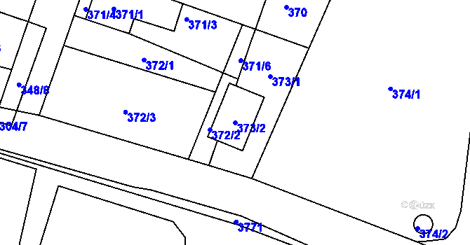 Parcela st. 373/2 v KÚ Kuřim, Katastrální mapa