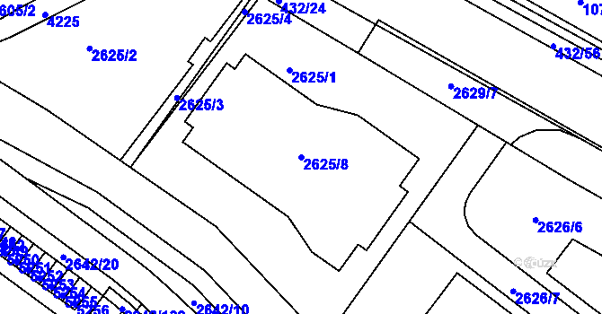 Parcela st. 2625/8 v KÚ Kuřim, Katastrální mapa