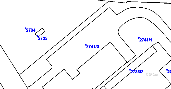 Parcela st. 2741/3 v KÚ Kuřim, Katastrální mapa