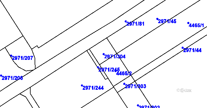 Parcela st. 2971/304 v KÚ Kuřim, Katastrální mapa