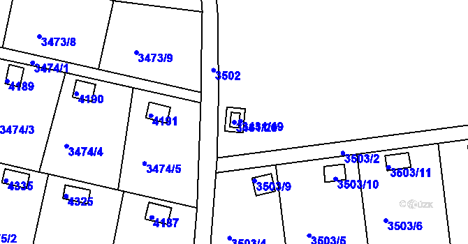 Parcela st. 3431/20 v KÚ Kuřim, Katastrální mapa
