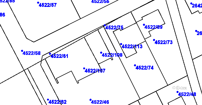 Parcela st. 4522/108 v KÚ Kuřim, Katastrální mapa