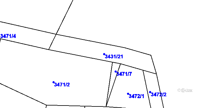 Parcela st. 3431/21 v KÚ Kuřim, Katastrální mapa