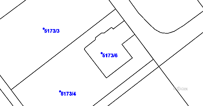Parcela st. 5173/6 v KÚ Kuřim, Katastrální mapa