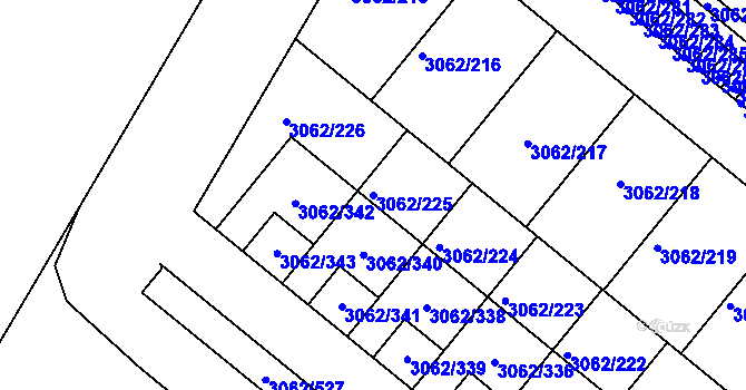 Parcela st. 3062/225 v KÚ Kuřim, Katastrální mapa