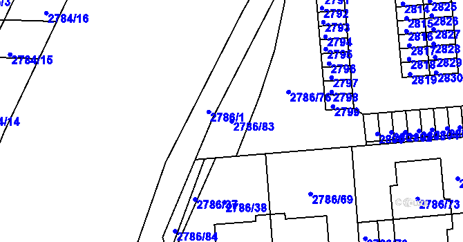 Parcela st. 2786/83 v KÚ Kuřim, Katastrální mapa