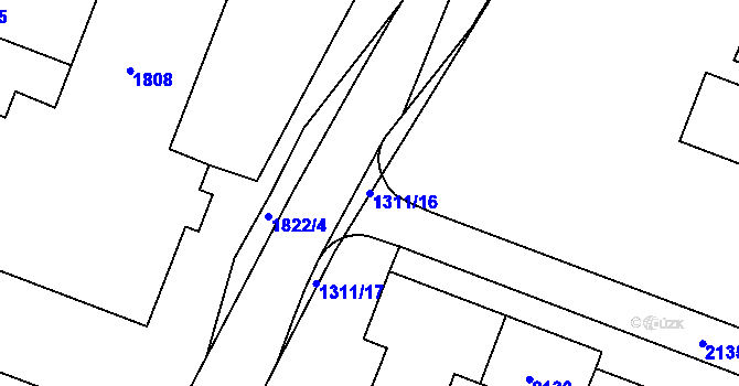 Parcela st. 1311/16 v KÚ Kuřim, Katastrální mapa