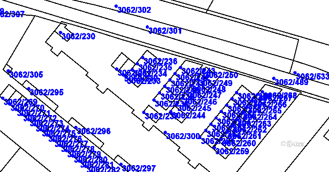 Parcela st. 3062/240 v KÚ Kuřim, Katastrální mapa