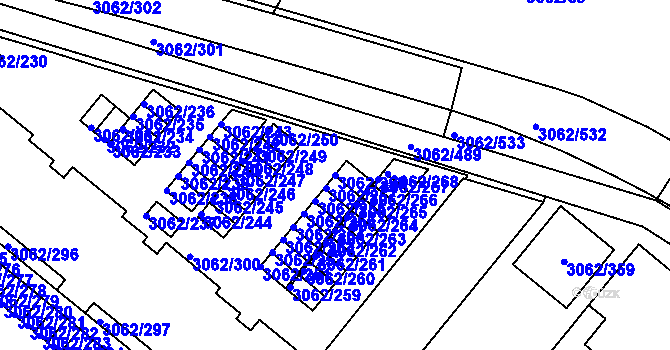 Parcela st. 3062/258 v KÚ Kuřim, Katastrální mapa