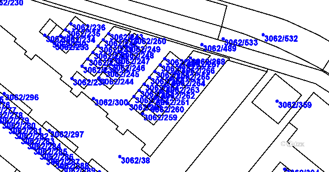 Parcela st. 3062/263 v KÚ Kuřim, Katastrální mapa