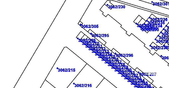Parcela st. 3062/271 v KÚ Kuřim, Katastrální mapa