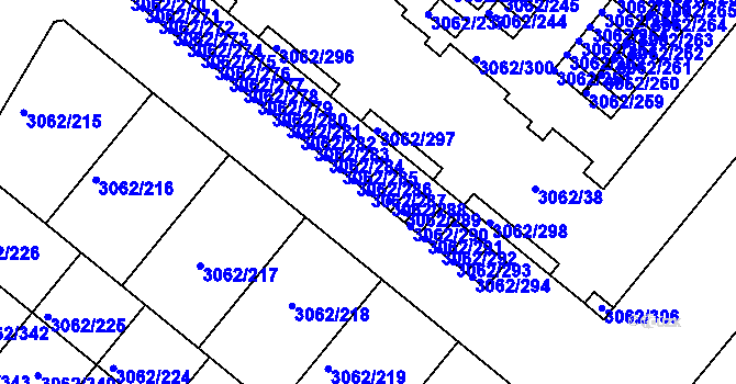 Parcela st. 3062/287 v KÚ Kuřim, Katastrální mapa