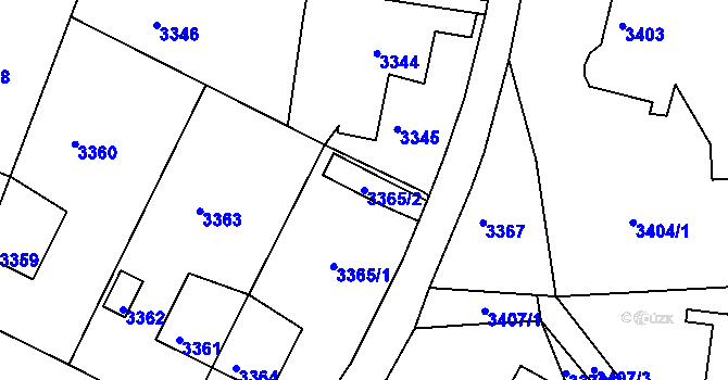Parcela st. 3365/2 v KÚ Kuřim, Katastrální mapa