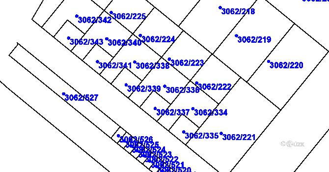 Parcela st. 3062/336 v KÚ Kuřim, Katastrální mapa