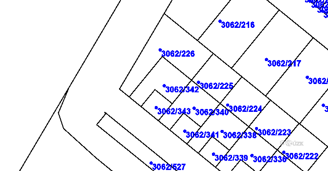 Parcela st. 3062/342 v KÚ Kuřim, Katastrální mapa