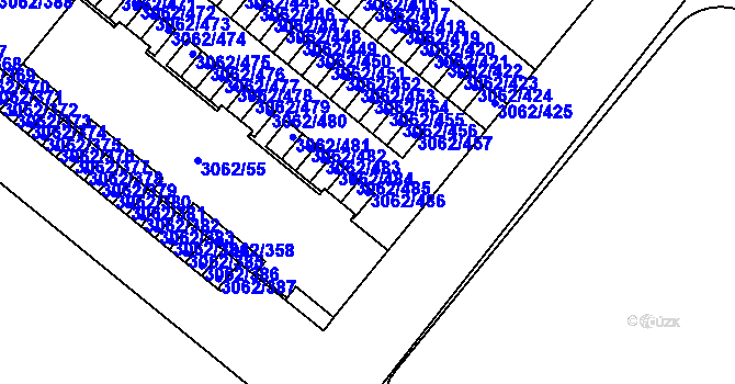 Parcela st. 3062/486 v KÚ Kuřim, Katastrální mapa