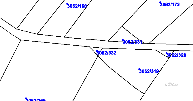 Parcela st. 3062/332 v KÚ Kuřim, Katastrální mapa