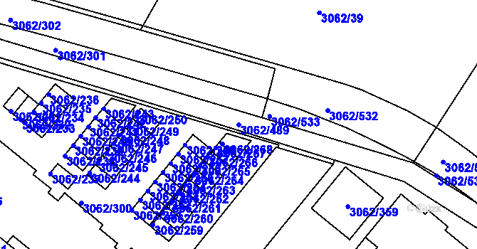 Parcela st. 3062/489 v KÚ Kuřim, Katastrální mapa