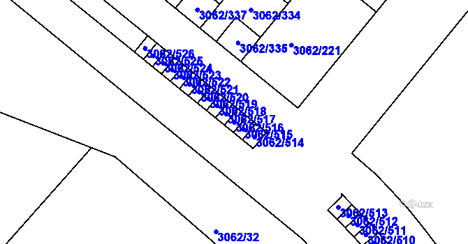 Parcela st. 3062/516 v KÚ Kuřim, Katastrální mapa