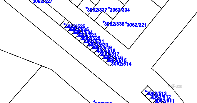 Parcela st. 3062/517 v KÚ Kuřim, Katastrální mapa