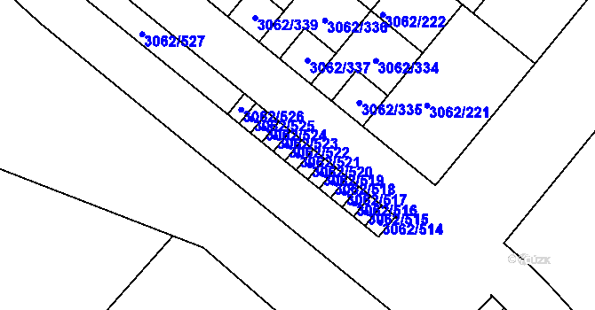 Parcela st. 3062/521 v KÚ Kuřim, Katastrální mapa